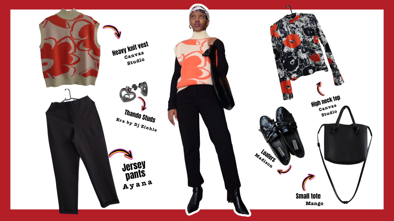 Look 1 — blush satin top with structured skirt