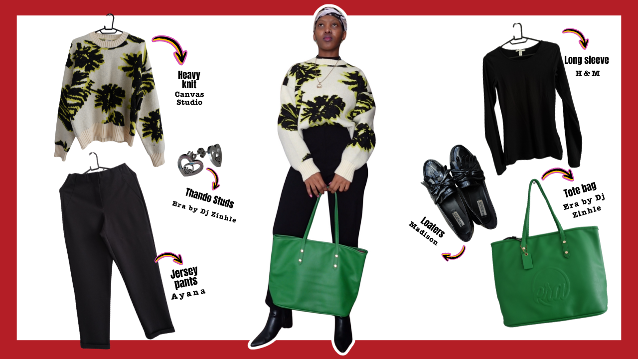 Look 2 — cropped jacket with high-waisted trousers